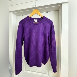 Club Monaco 100% cashmere Purple Cable Knit Sweater